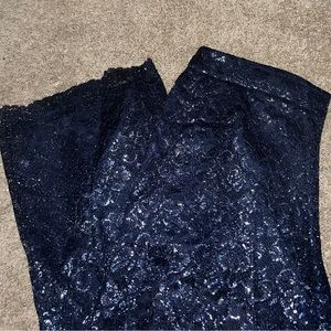 JCREW Wide Leg Navy Sparkle Wide Leg Lace Pant size L